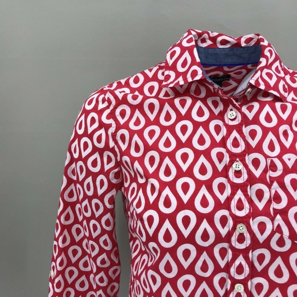 Talbots Geometric Long Sleeve Button Top Size 2 - Picture 2 of 7